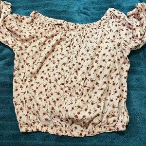 Extra large, pink and maroon flower crop top